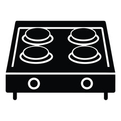 Modern Gas Stove Vector Illustration – Sleek Stainless Steel Body with Black Glass Top, Four Burners, Knob Controls, and Blue Flame Effect