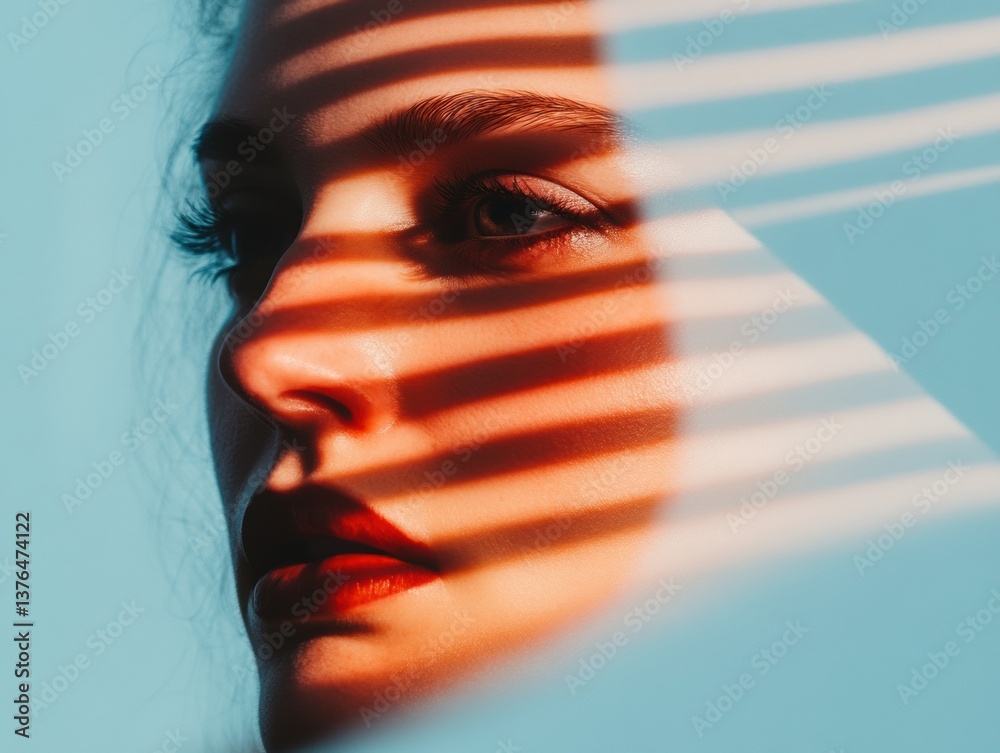 Poster gen z identity exploration moody cinematic portrait with dramatic light gradient, revealing psycholo