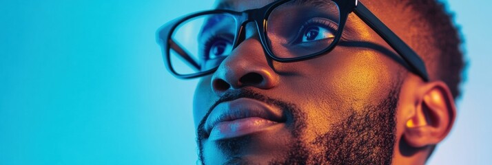 Chromatic Professional Portrait Gen Z Entrepreneur in Bold Eyewear, Illuminating Modern Workplace Diversity and Creative Confidence in Vibrant Digital Era