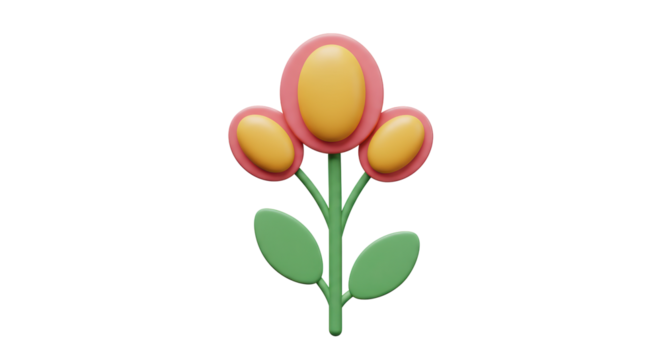 Isolated Stylized Flower with Pink Petals and Yellow Centers - Powered by Adobe