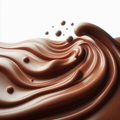 Dynamic Liquid Chocolate Swirl Wave Isolated on White Background