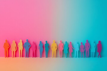 Colorful Paper People Standing Together in Joy1