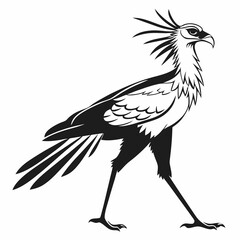 Secretary bird black silhouette icon vector