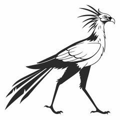 Secretary bird black silhouette icon vector