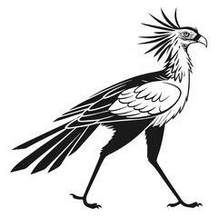 Secretary bird black silhouette icon vector
