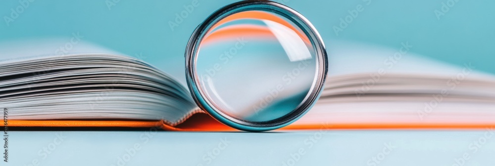 Aufkleber Digital Knowledge Exploration High-Resolution Minimalist Research Lens on Academic Literature - Innovative Learning Technology and Information Discovery Insights