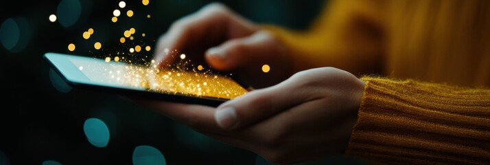 Digital Transformation Meets Intuitive Technology Immersive Fintech Experience with Golden Data Particles and Innovative User Interface Interaction