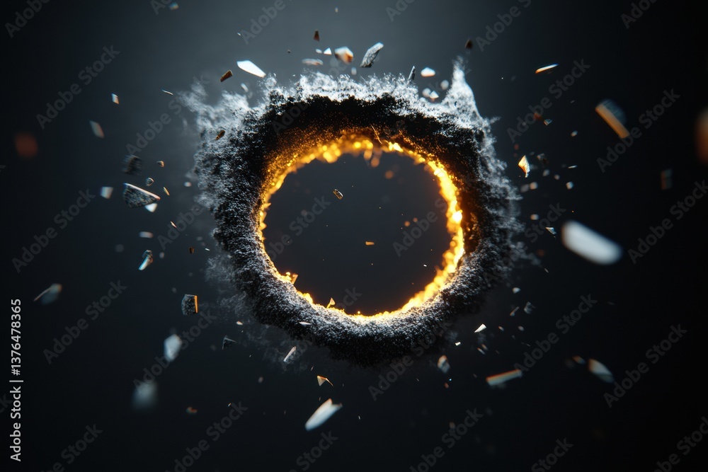 Leinwandbilder dynamic elemental impact explosive digital visualization of technological disruption with high-energ
