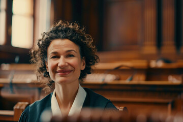 Generative AI representation of a judge presiding in a courtroom during a legal trial