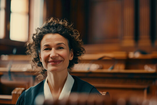 Generative AI representation of a judge presiding in a courtroom during a legal trial