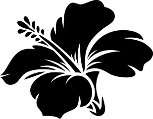black and white hibiscus flower vector