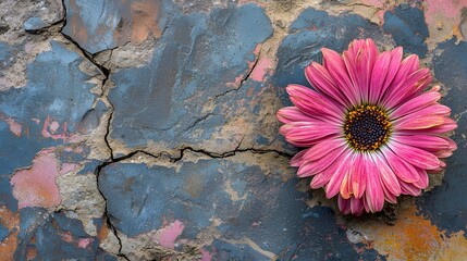 Gerbera Daisy on Textured Surface: Vibrant gerbera daisy blossoms, a burst of pink petals against a textured surface with a rustic charm. A visual symphony of delicate beauty amidst a rugged setting.