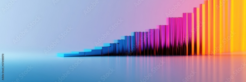 Poster Gradient Growth Analytics Vibrant Data Visualization Showcasing Digital Performance Metrics and Emerging Financial Technology Trends for Next-Gen Business Intelligence
