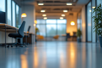 Soft lighting fills a spacious office, enhancing the serene atmosphere
