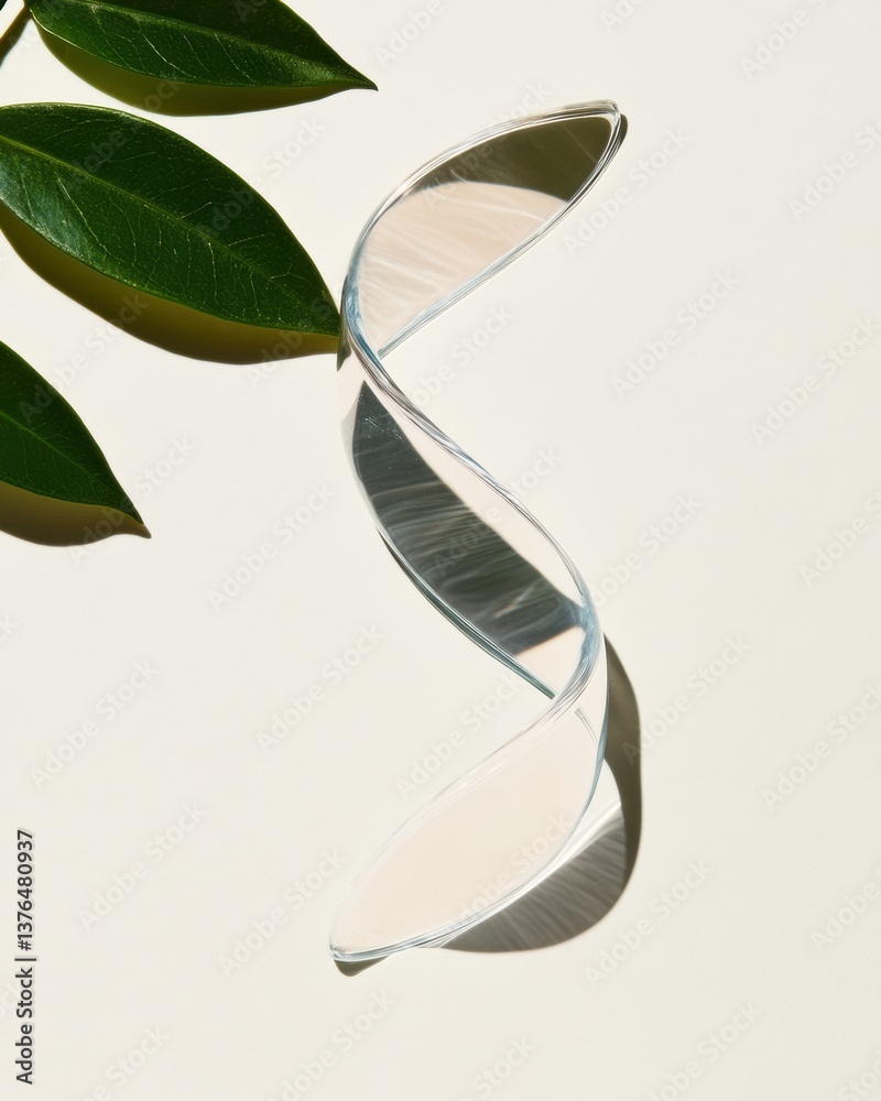 Poster biomorphic dna innovation transparent genetic helix visualization with organic leaf interaction - su