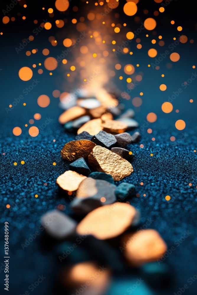Poster Quantum Luminescence Ethereal Stone Path Illuminating Digital Transformation with Cosmic Particle Dynamics for Innovative Tech Visualization