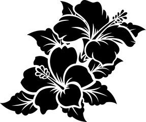 black and white floral background with hibiscus flower