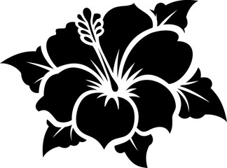 black and white hibiscus flower vector