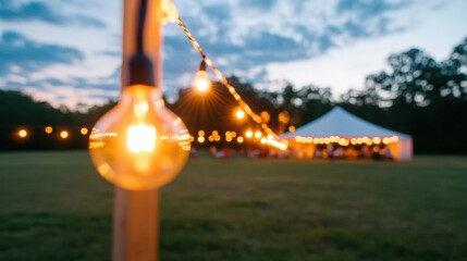 Immersive Nocturnal Festival Ambiance Warm Vintage String Lights Illuminating Millennial Social Experience - Atmospheric Community Gathering and Event Design Inspiration