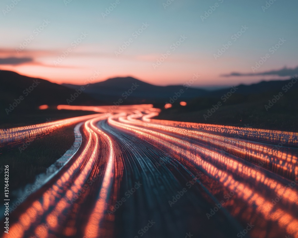 Fototapete Summer Tech Horizons Dynamic Light Trails Visualizing Digital Transformation and Infinite Potential for Innovative Marketers and Visionary Brands