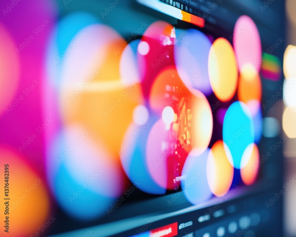 Leinwandbilder immersive digital color grading vibrant bokeh workflow visualizing next-gen creative storytelling fo