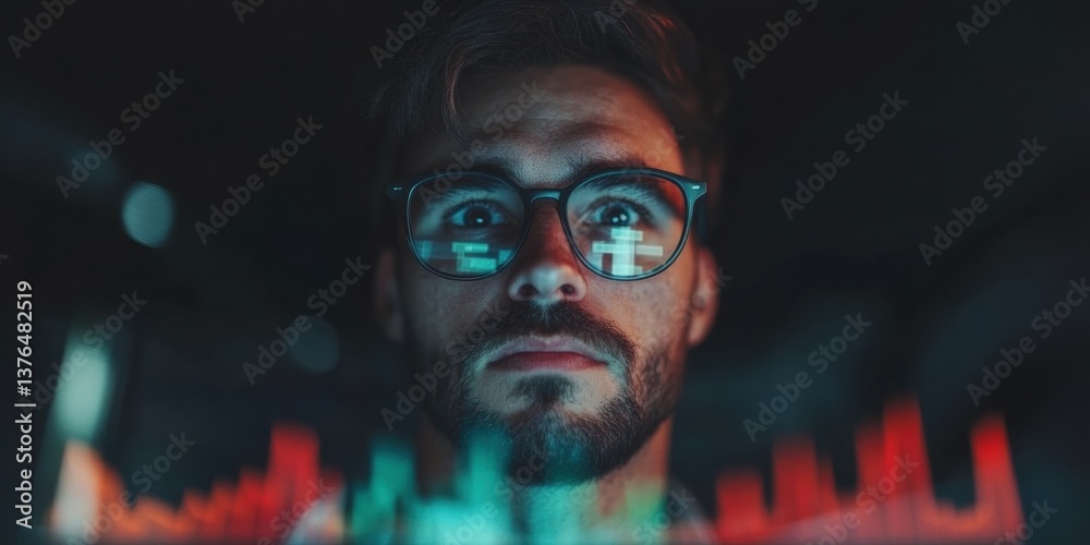 Aufkleber Cyberpunk Data Visualization Immersive Tech Professional Analyzing Digital Performance Metrics with Intense Futuristic Visualization - Next-Gen Business Intelligence Insights