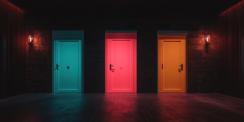 Take A Wild Guess Day Mysterious Decision Portals - Immersive Escape Room Design with Neon Color Psychology for Interactive Brand Storytelling