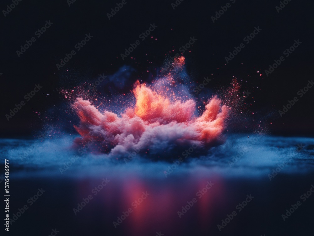 Fototapete Ethereal Particle Dynamics Cinematic Color Explosion Visualization in Ultra High-Definition - Immersive Digital Art and Creative Technology Showcase