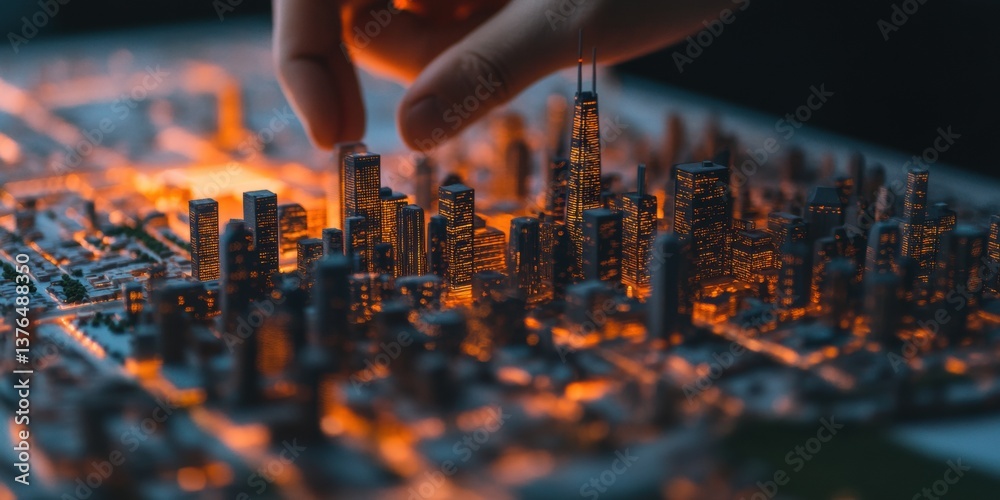 Leinwandbilder futuristic urban microarchitecture ai-driven smart city planning visualization with precision miniat