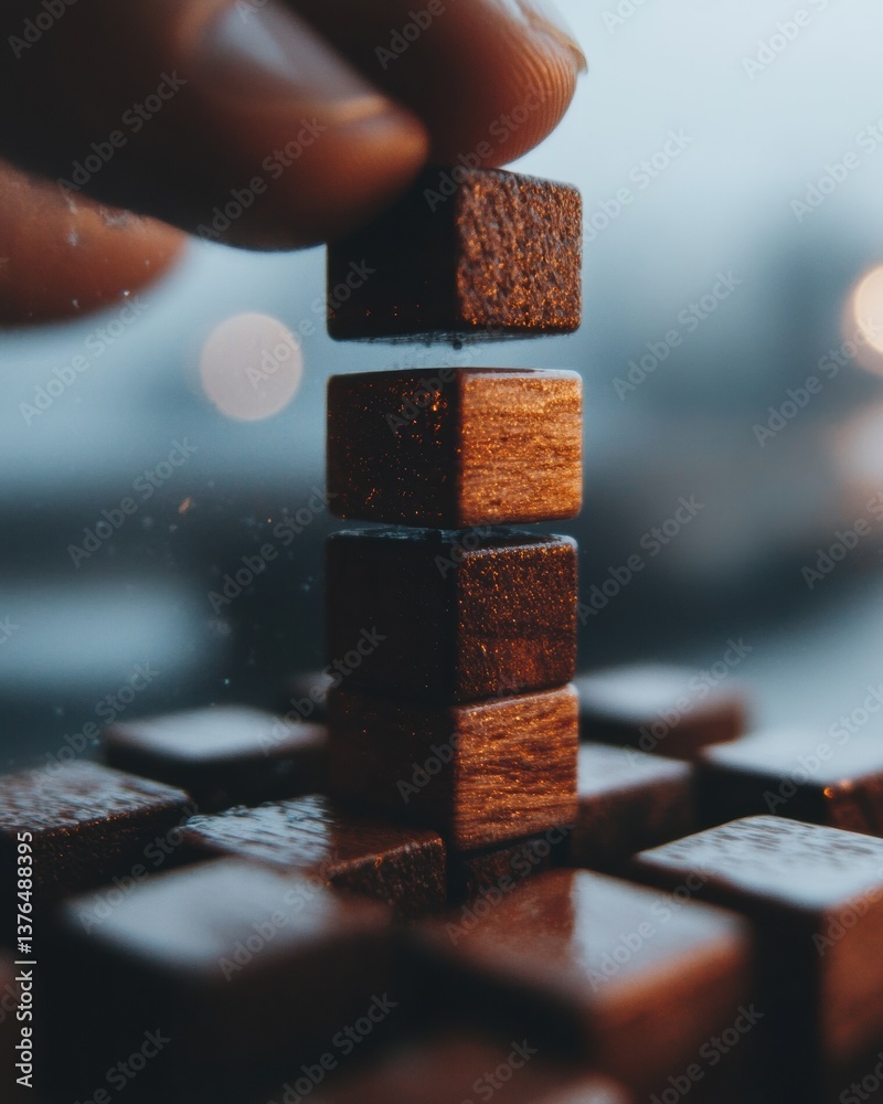 Aufkleber Mindful Risk Navigation Wooden Block Strategy for Reach As High As You Can Day - Interactive Professional Development and Strategic Decision Making Visualization