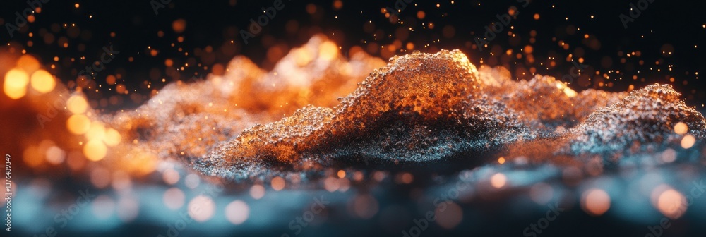 Poster Ethereal Quantum Flux Cinematic Gold Particle Dynamic - Immersive Digital Art Visualization of Transformative Motion and Premium Visual Experience