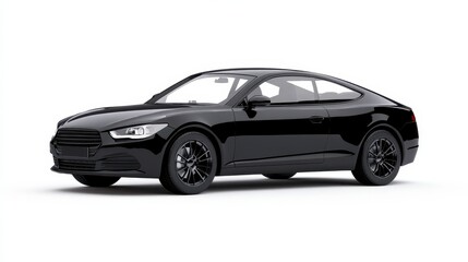 Black Coupe Isolated on White Studio Background