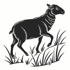 sheep black silhouette icon vector