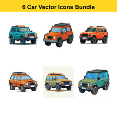 Fototapeta premium Modern Urban Adventure SUV – Playful Red Car Illustration Bundle