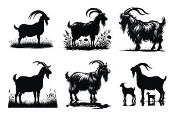 Goat Silhouettes Vector Pack | Farm Animal Designs