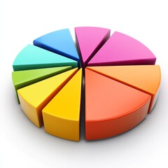 Obraz premium Colorful 3D Pie Chart on White Background Displaying Data and Statistics in a Visual and Engaging Way for Analysis