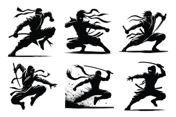 Ninja vector illustrations in EPS and AI formats. Ideal for graphic designers, marketers, and creative professionals." © PijushKumar