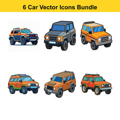 Modern Urban Adventure SUV &ndash; Playful Red Car Illustration Bundle