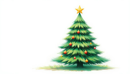 Christmas Tree Background Image with Star and Ornaments on a Light Surface