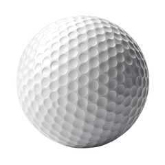White Golf Ball Isolated on Transparent Background, Close-Up
