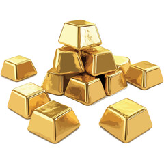A pile of gold bars are stacked on top of each other