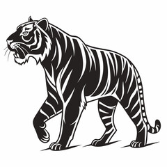 siberian tiger black silhouette icon vector
