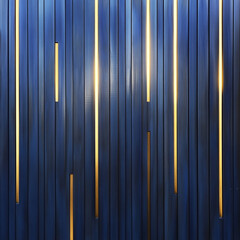Obraz premium Stylish wall with a rich blue finish incorporates slim vertical gold accents, enhancing the modern aesthetic of the interior