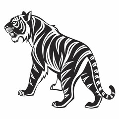 Obraz premium siberian tiger black silhouette icon vector