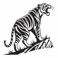 Obraz premium siberian tiger black silhouette icon vector