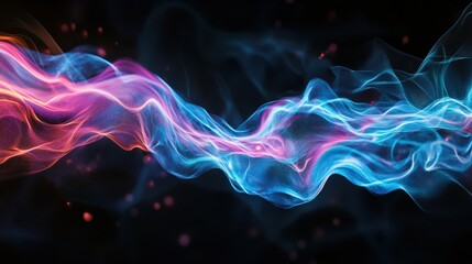 Obraz premium Dynamic light waves abstract art digital illustration dark background close-up fluid motion