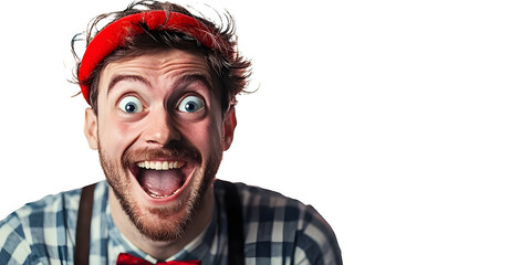 Fototapeta premium April Fools' Day Prankster with Funny Expression, laughter, fun, joy, happiness
