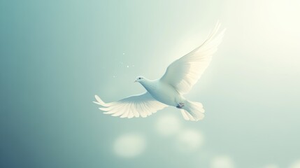 🕊️🕊️🕊️: An image of a dove in flight, symbolizing peace and purity. The bird soars gracefully against the clear sky. It’s a gentle image evoking a sense of freedom and tranquility
