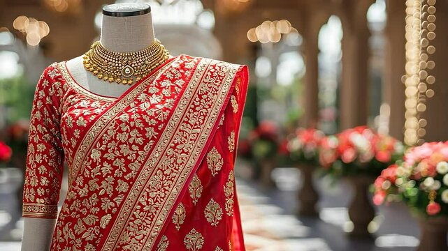 opulent bridal red banarasi saree video