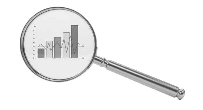 Isolated Magnifying Glass Over Chart